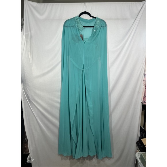 NWT $1095 Sachin & Babi [ 8 ] Lavina Beaded Gown with Cape in Turquoise‎ #J1528 - Picture 13 of 16